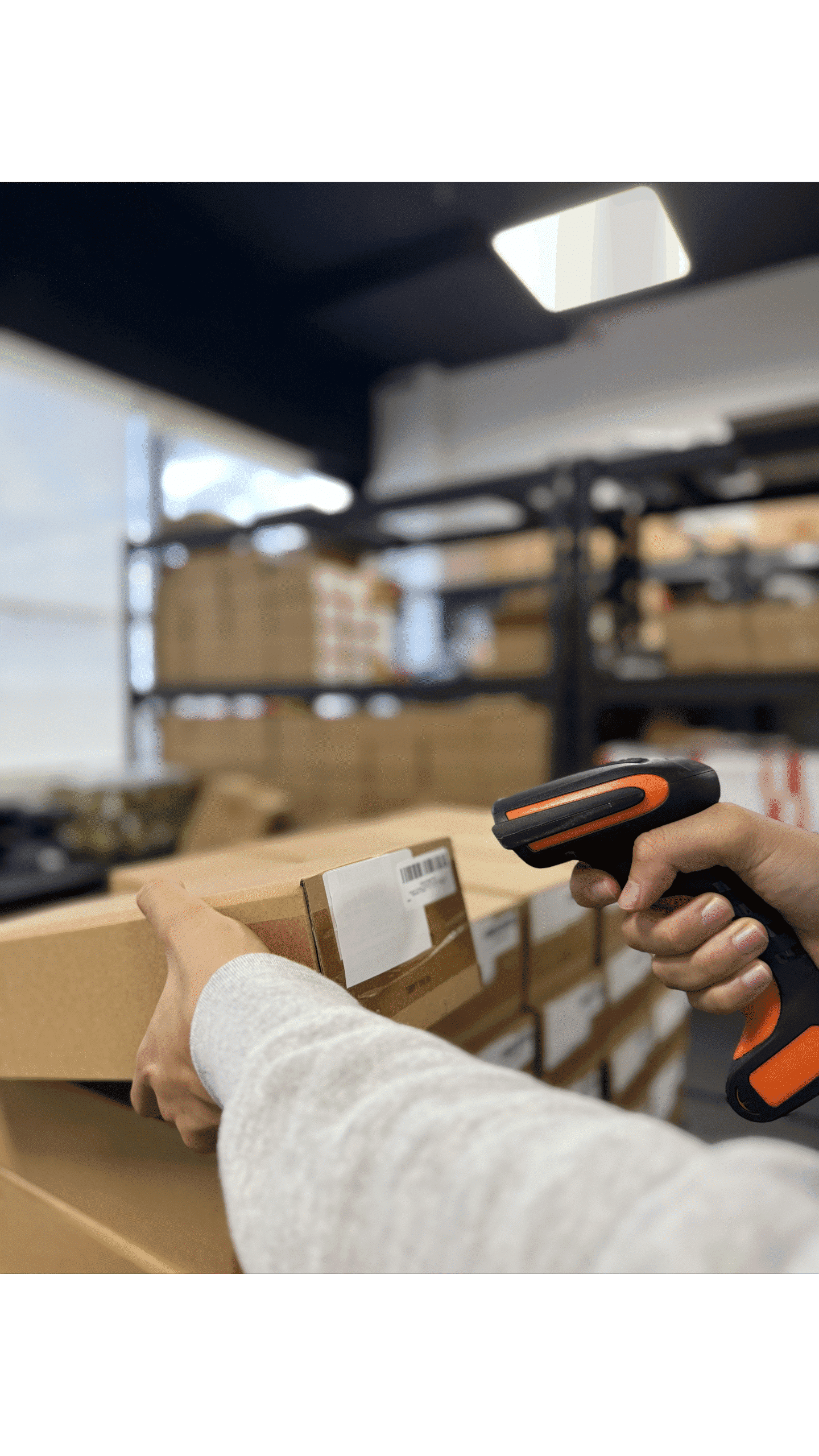 Receiving counters with barcode scanners at PrepKingz Montreal warehouse